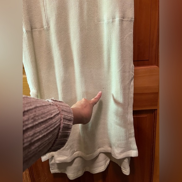 Free People Beach Ryan Ribbed Knit Midi Dress Slit Hem Relaxed Ivory Size XS - Picture 10 of 10